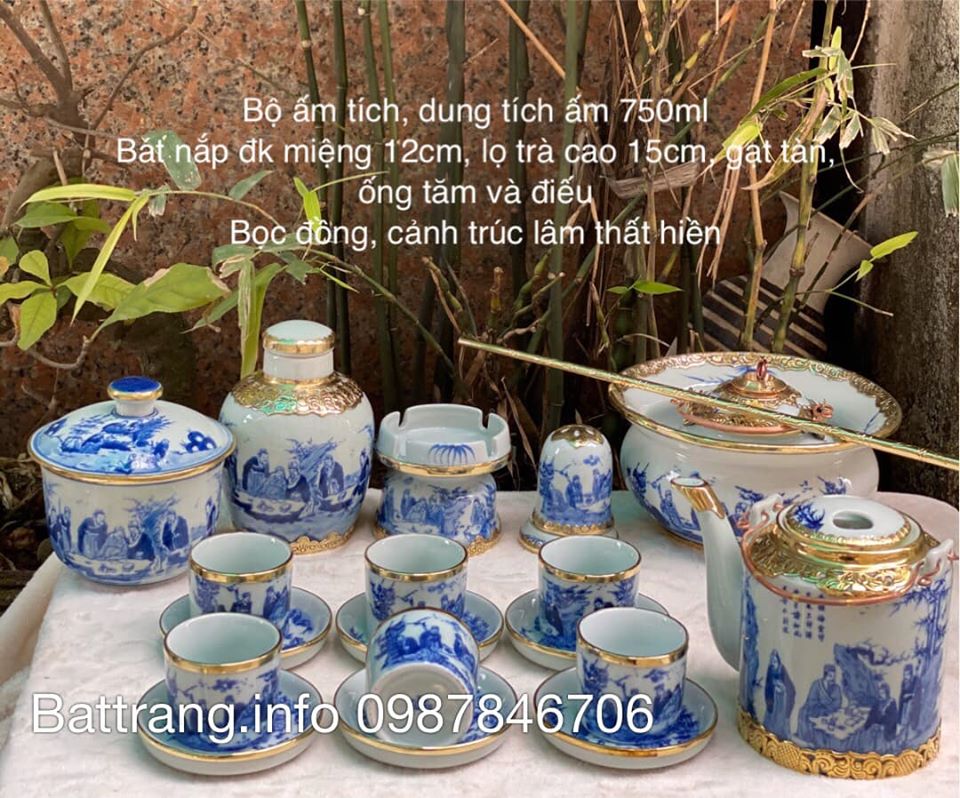 Bộ Ấm Tích Bọc Đồng Trúc Lâm Thất Hiền 750ml Giá 980.000vnđ